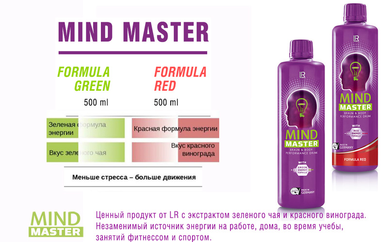 Купить Майнд Мастер напиток Формула Грин (Mind Master) 5шт и Формула Рэд 5шт., набор 10шт. по 500мл. по доступной цене с доставкой г. Киев, Львов, Одесса, Николаев, Херсон, Харьков, Полтава, Днепропетровск, Украина, Россия, Казахстан